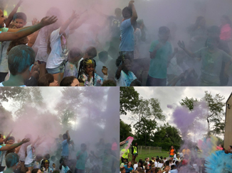 Holi festival of colors at camp